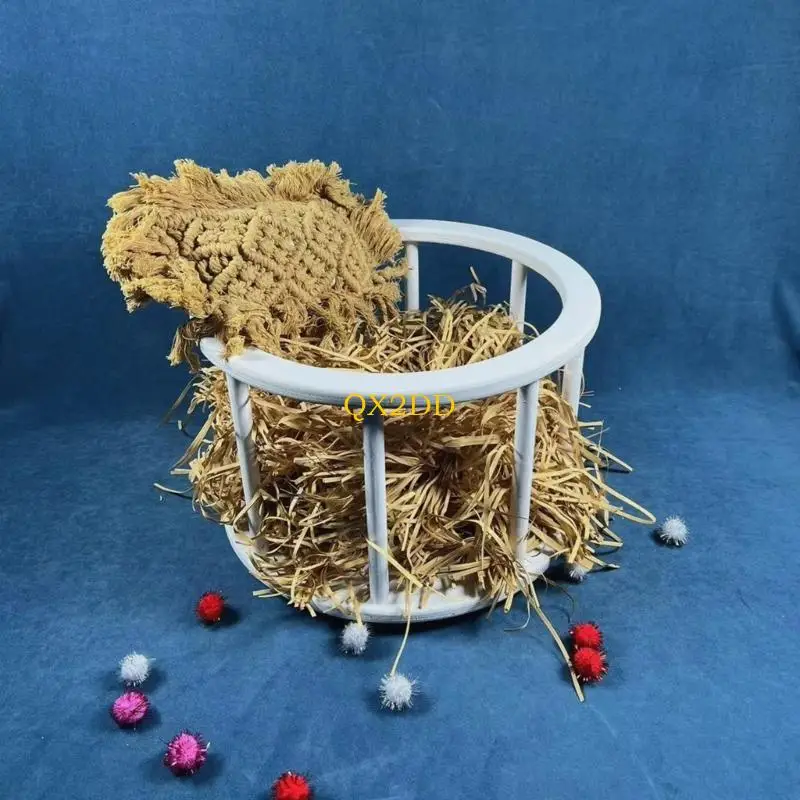 Cesta redonda madera QX2D, accesorios portátiles para bebés, estancia cómoda para fotografía infantil, perfecta para capturar - imagen 4