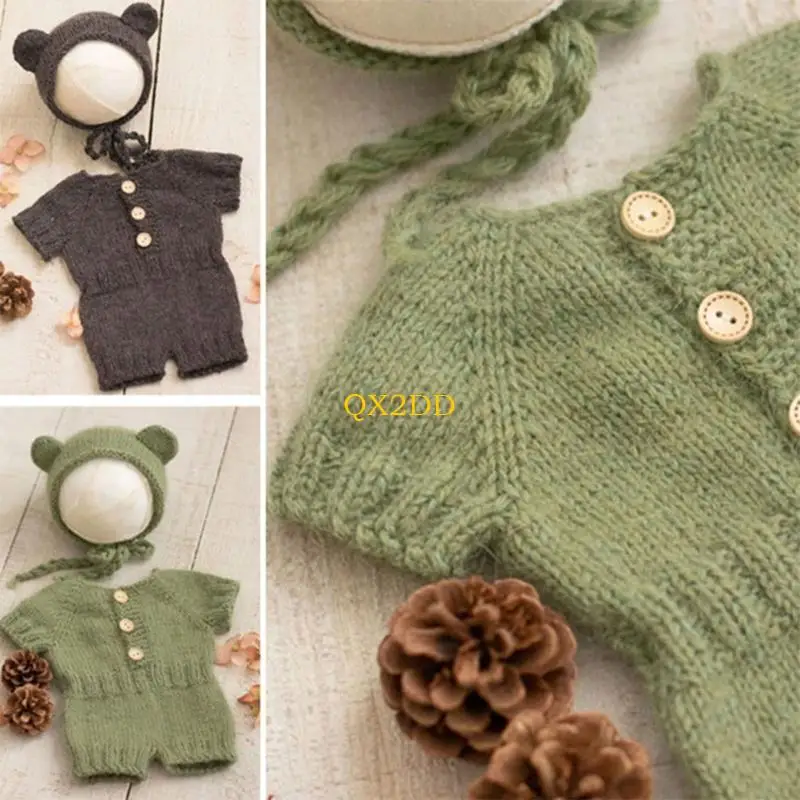 QX2D Conjunto disfraz oso recién nacido, ropa bebé, traje recién nacido para fotos para niños y niñas
