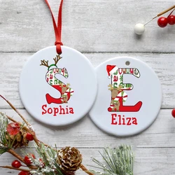 Adorno navideño personalizado para bebé de cerámica con nombre
