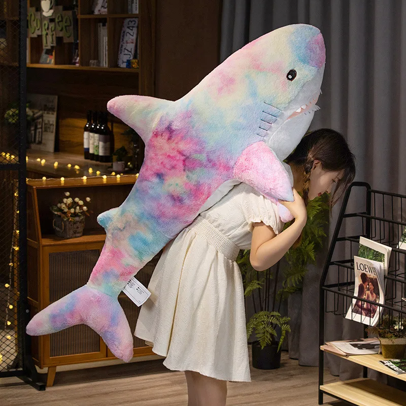 Peluche de tiburón gigante colorido almohada animal cojín suave - imagen 4