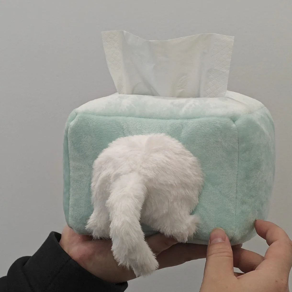 Dispensador de pañuelos para bebé en terciopelo con gato - imagen 5