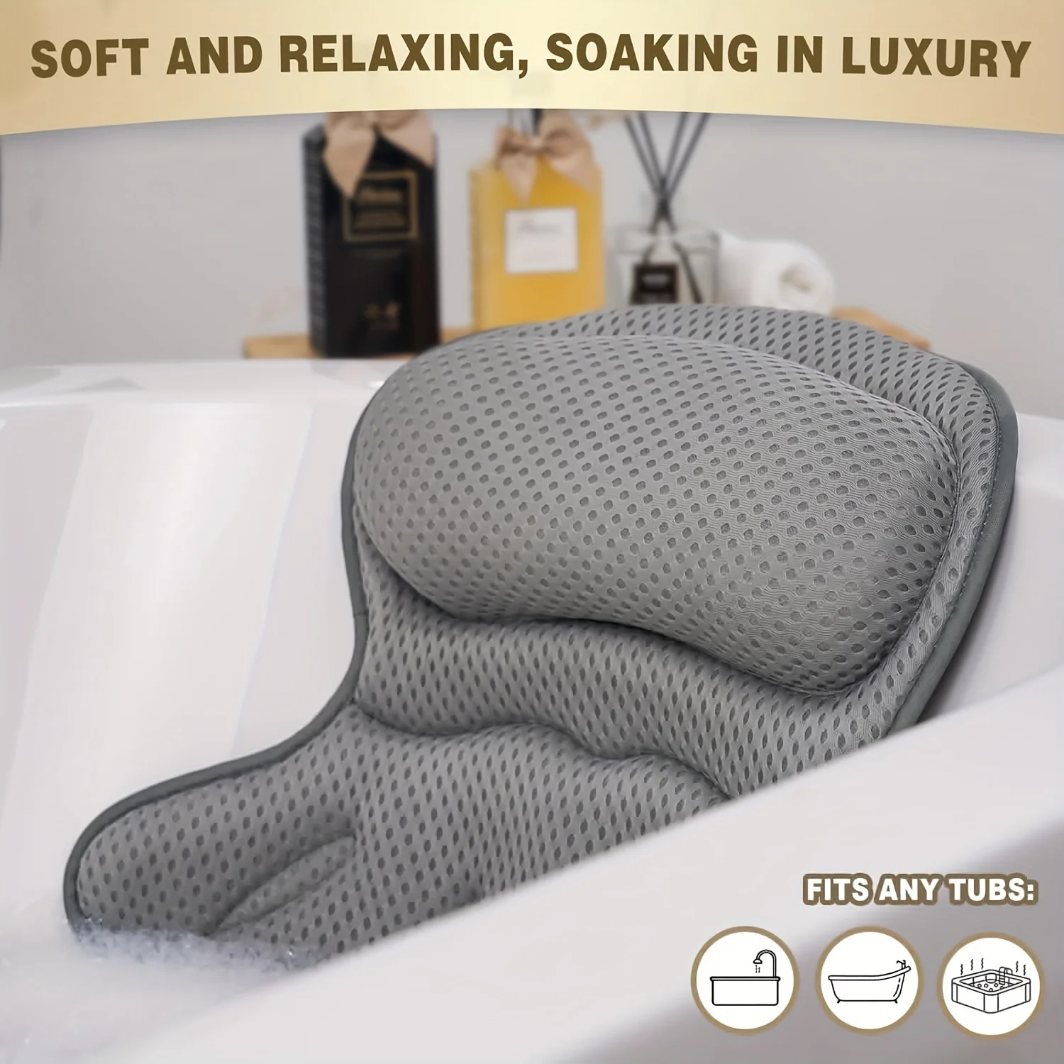 Almohada de baño para bebé con ventosas – Malla transpirable lavable