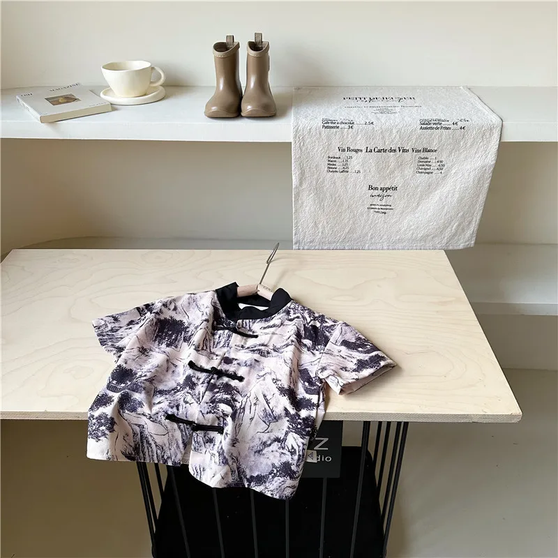 Ropa de verano para bebé, traje informal, camisa, pantalones cortos, 2 uds./set, traje deportivo para niño pequeño, chándales para niño - imagen 2