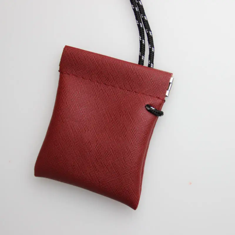 Bolsa de almacenamiento para auriculares para colgar en el cuello para evitar la pérdida, para hombres y mujeres, monedero pequeño, billetera, tarjetero de cuero, Mini monedero - imagen 4