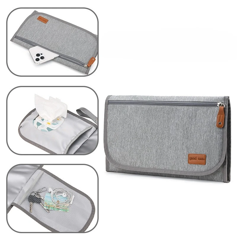 Bolsa de pañales impermeable plegable, cambiador portátil, estación, organizador de mamá multibolsillo para viaje, bolsa de guardería de mano - imagen 2