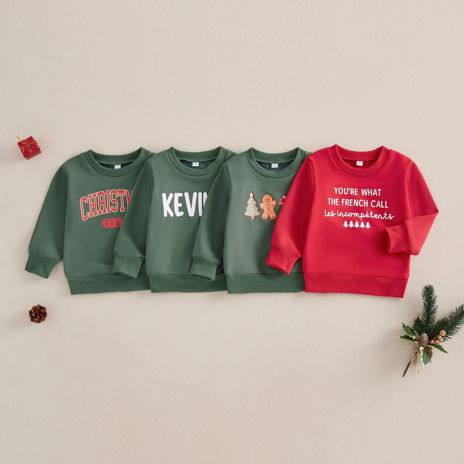 SUNSIOM Sudaderas navideñas para bebé, jerseys clásicos de manga larga con estampado de dibujos animados/letras, Tops de Otoño Invierno para niños pequeños - imagen 2