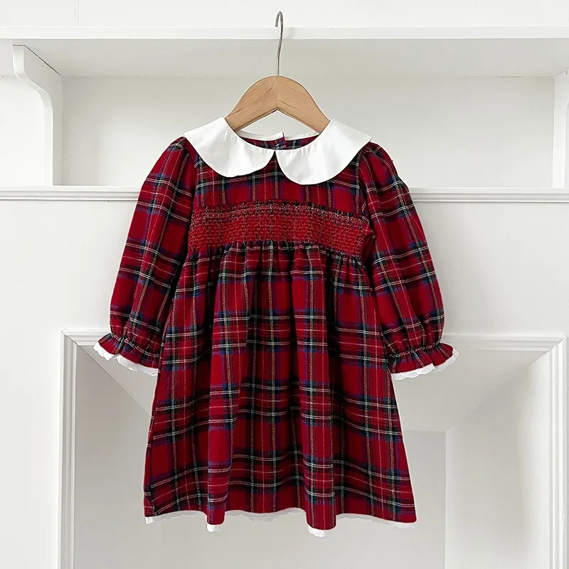 Vestido de cumpleaños de Navidad para niña: trajes formales para hermanos de manga larga de primavera y otoño, detalle de lazo, vestidos de algodón para niños respetuosos con la piel - imagen 2