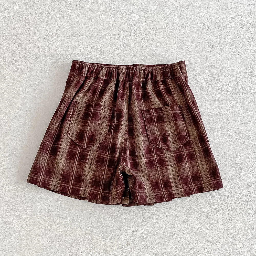 Falda a cuadros vintage plisada para niñas, estilo retro - imagen 3