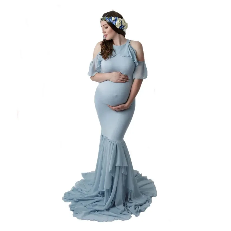 Vestido premamá de volantes fuera del hombro para fotos - imagen 3