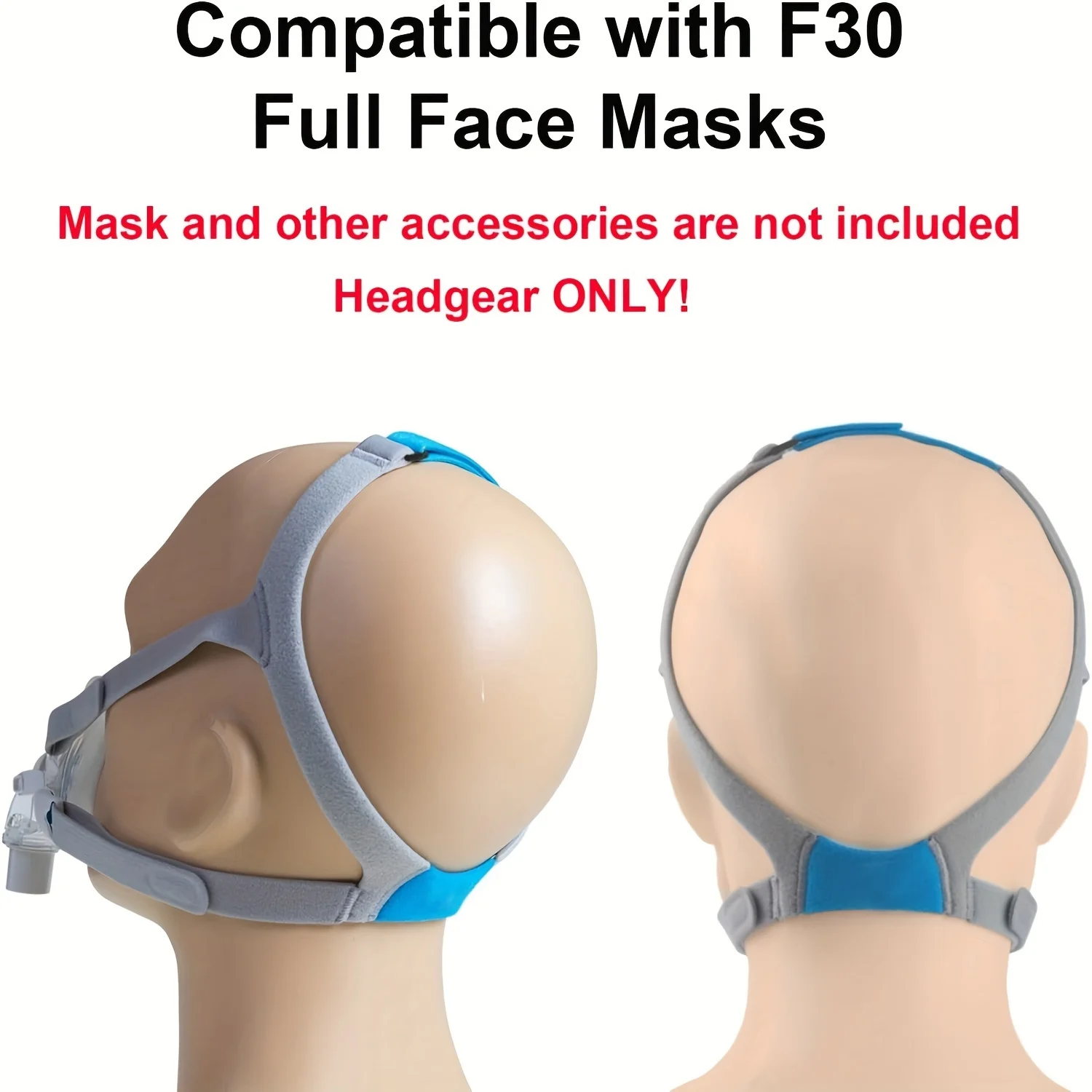 Correas ajustables para casco CPAP para máscara facial completa F30, diadema de repuesto de tela cómoda y transpirable - imagen 2