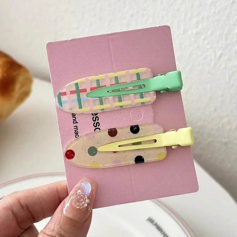 Pinza de pelo de verano para mujer, maquillaje sin rastro, flequillo, Clip LATERAL, accesorios para el cabello dulces, tocado de moda para niñas, 2 unids/set - imagen 4