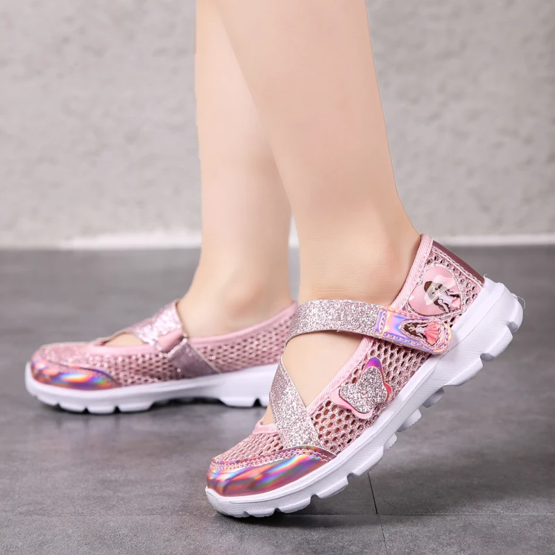 Zapatos de playa antideslizantes de marca de verano, sandalias para niños, zapatos informales para niñas, zapatos planos de princesa con flores para niños, talla 26-36 - imagen 5