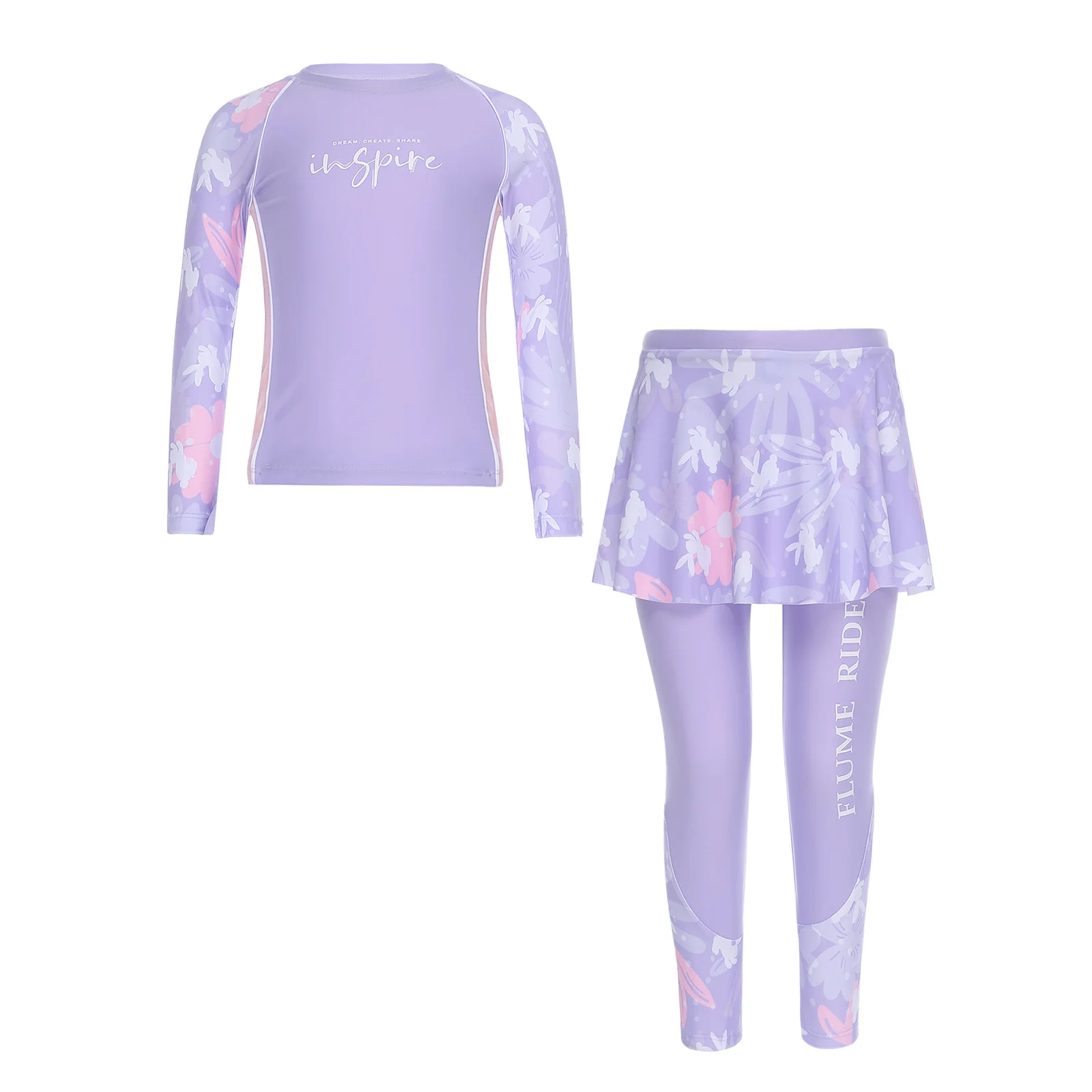 Bañador manga larga floral con falda pantalón para niña - imagen 2