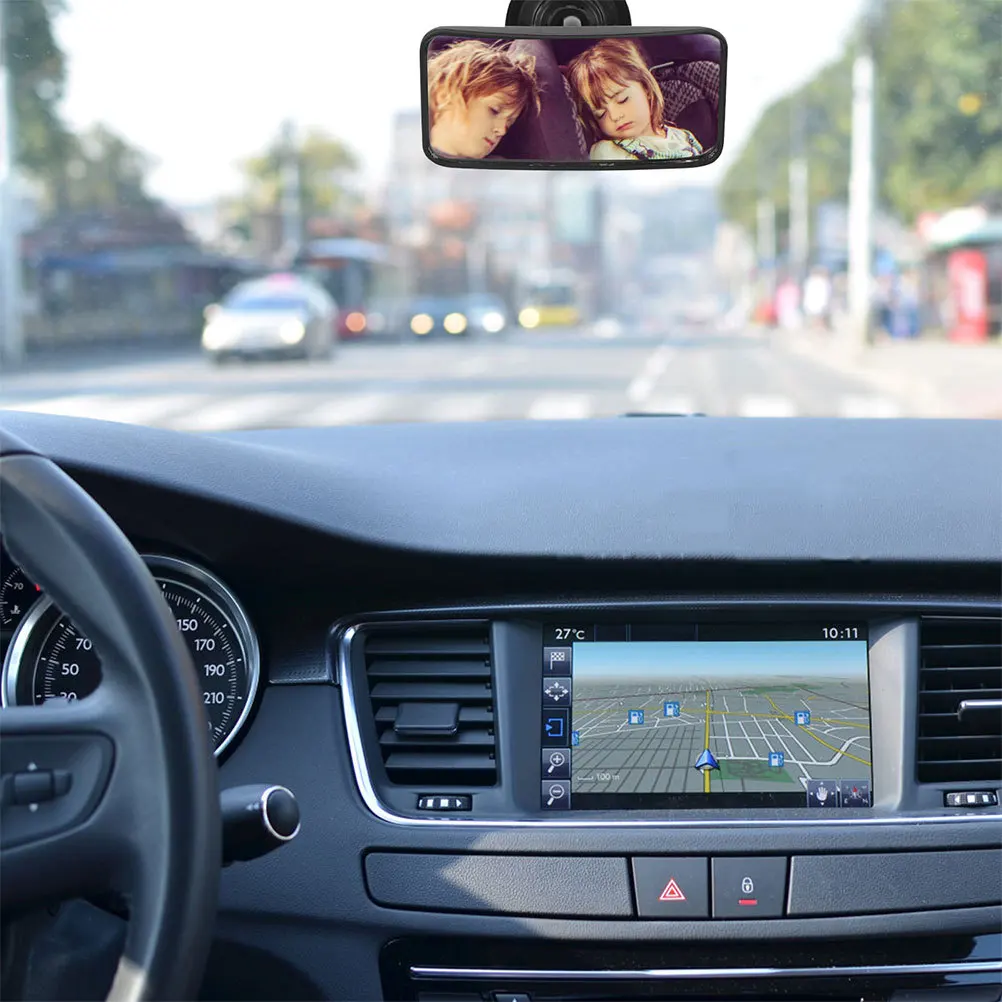 Espejo retrovisor automotriz para bebé, Base de ventosa con rotación de 360 grados, superficie reflectante grande para monitoreo seguro de niños, 2 uds.