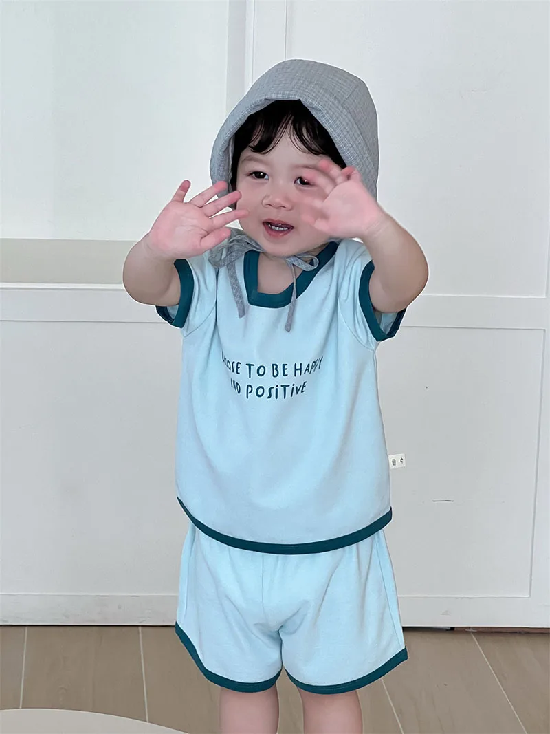 MILANCEL, nuevo conjunto de ropa de verano para bebé, 9M-3T, bonito traje de bloque de Color con letras para niñas, prendas de vestir finas y holgadas para niños pequeños, 2 uds. - imagen 2