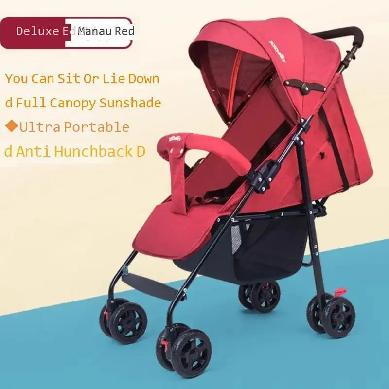 Cochecito de bebé ligero, plegable, paraguas simple, puede sentarse y acostarse en el cochecito de bebé de viaje de verano - imagen 4