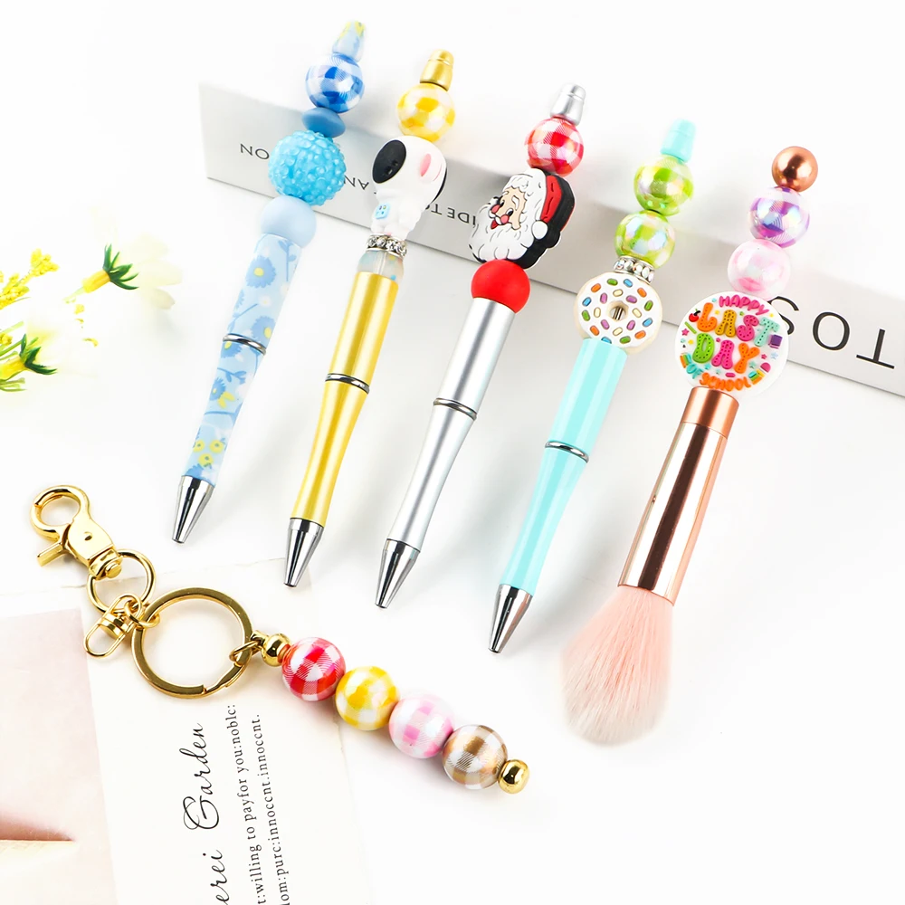 15 Uds. Cuentas acrílicas con patrón de rejilla de rayas de colores chapadas en 16MM para hacer llavero DIY, pulsera, bolígrafo, Etc., productos hechos a mano - imagen 4