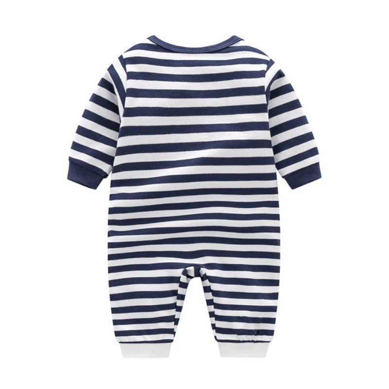 Mono unisex a rayas con dibujos de pingüinos para bebé, con sombrero a juego, bonito pelele navideño para salida de primavera y otoño para niños y niñas - imagen 3