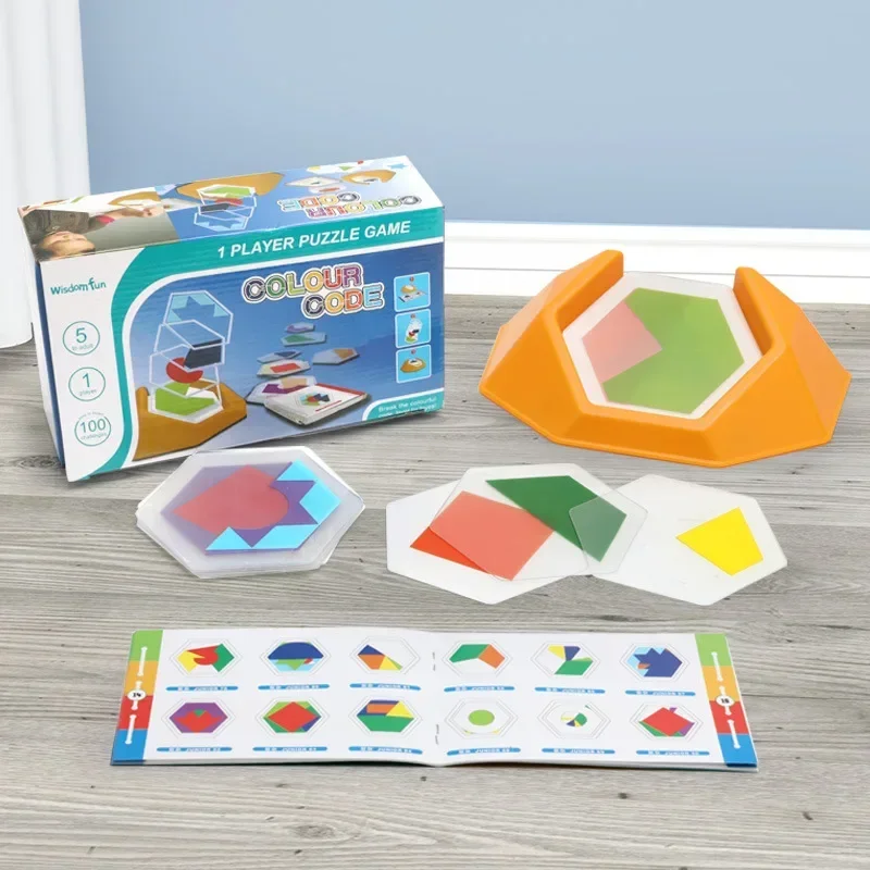 Juego de lógica de rompecabezas de código de Color para niños, juguetes inteligentes geométricos coloridos para niños, regalos de bricolaje, promoción de habilidades de pensamiento - imagen 4