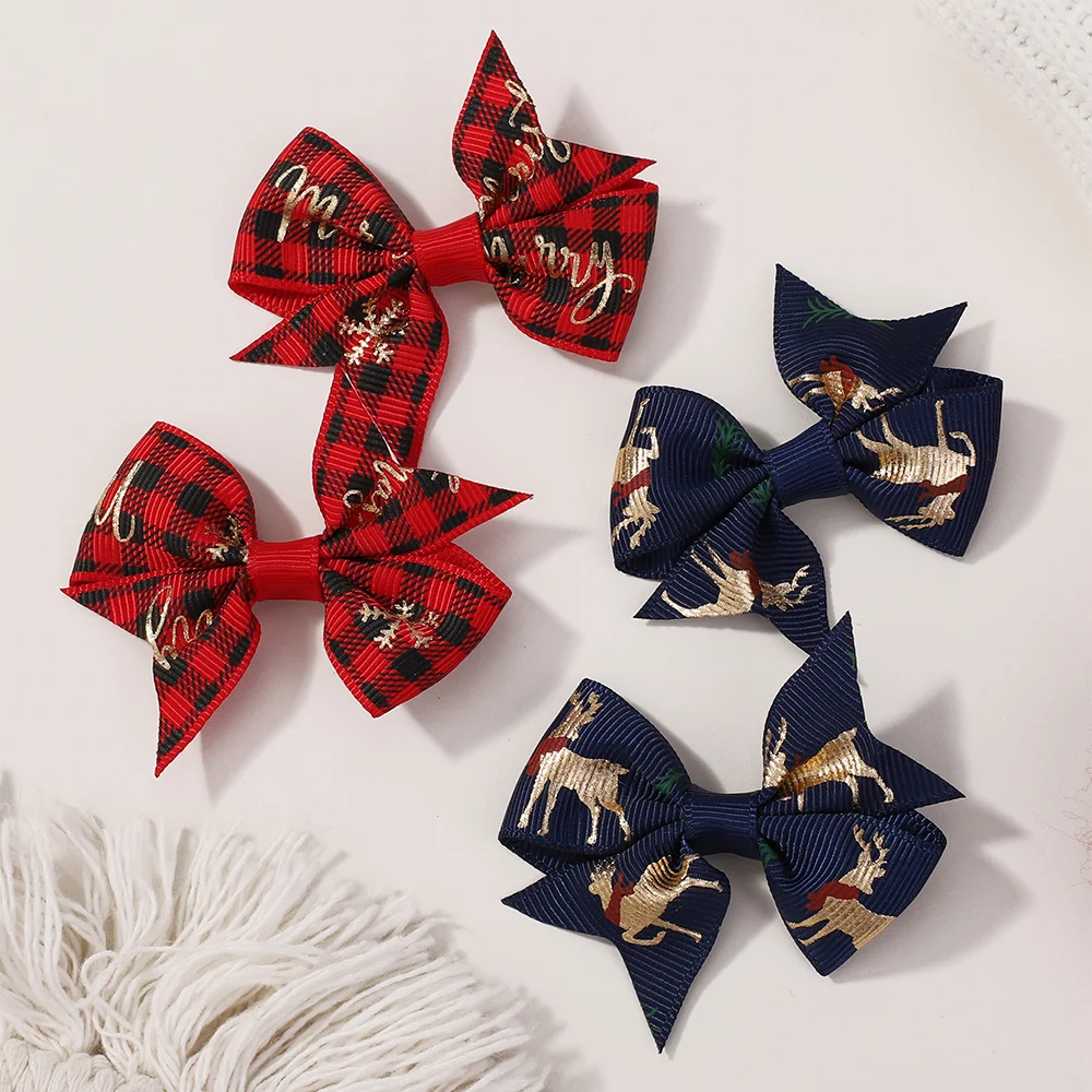 10/20 piezas pinzas para el cabello de Navidad para niños lazos de cinta horquilla fiesta de vacaciones Santa Claus flequillo para niños tocado accesorios para el cabello - imagen 5