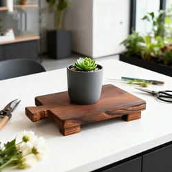 Soporte de jabón de Pedestal de madera para baño, cocina, bandeja de jabonera elevadora de madera para decoración de mostrador, soporte de exhibición de plantas de vela rústica