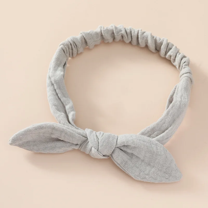Diademas elásticas para bebé, diadema dulce para niña, tocado de algodón para niño, accesorios para el cabello con nudo, turbante con Orejas de conejo suave para niño pequeño - imagen 3