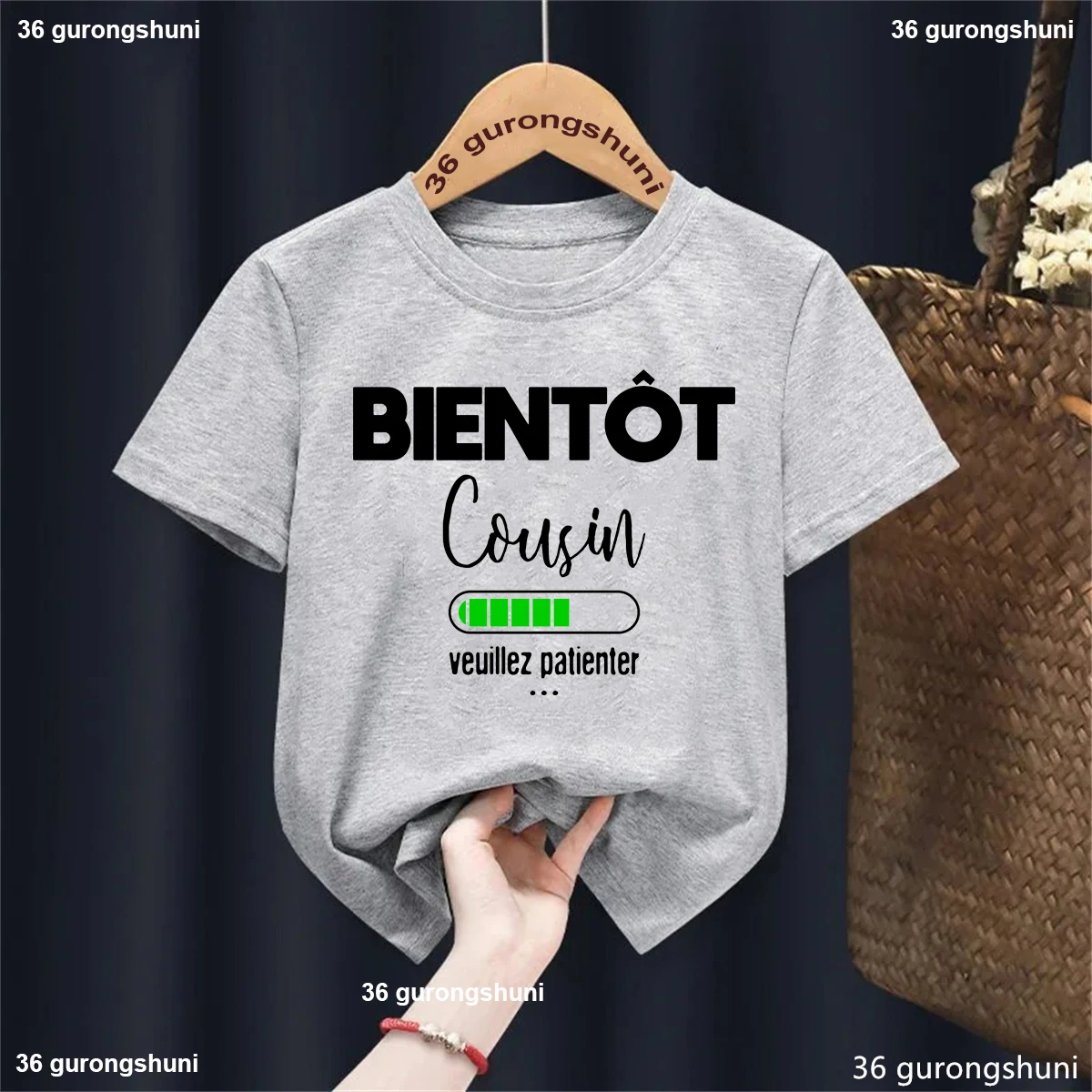 Camiseta con estampado Being Cousin Loading Please Wait, camiseta de anuncio de embarazo para niñas/niños, ropa divertida para niños, camiseta para niños pequeños - imagen 4