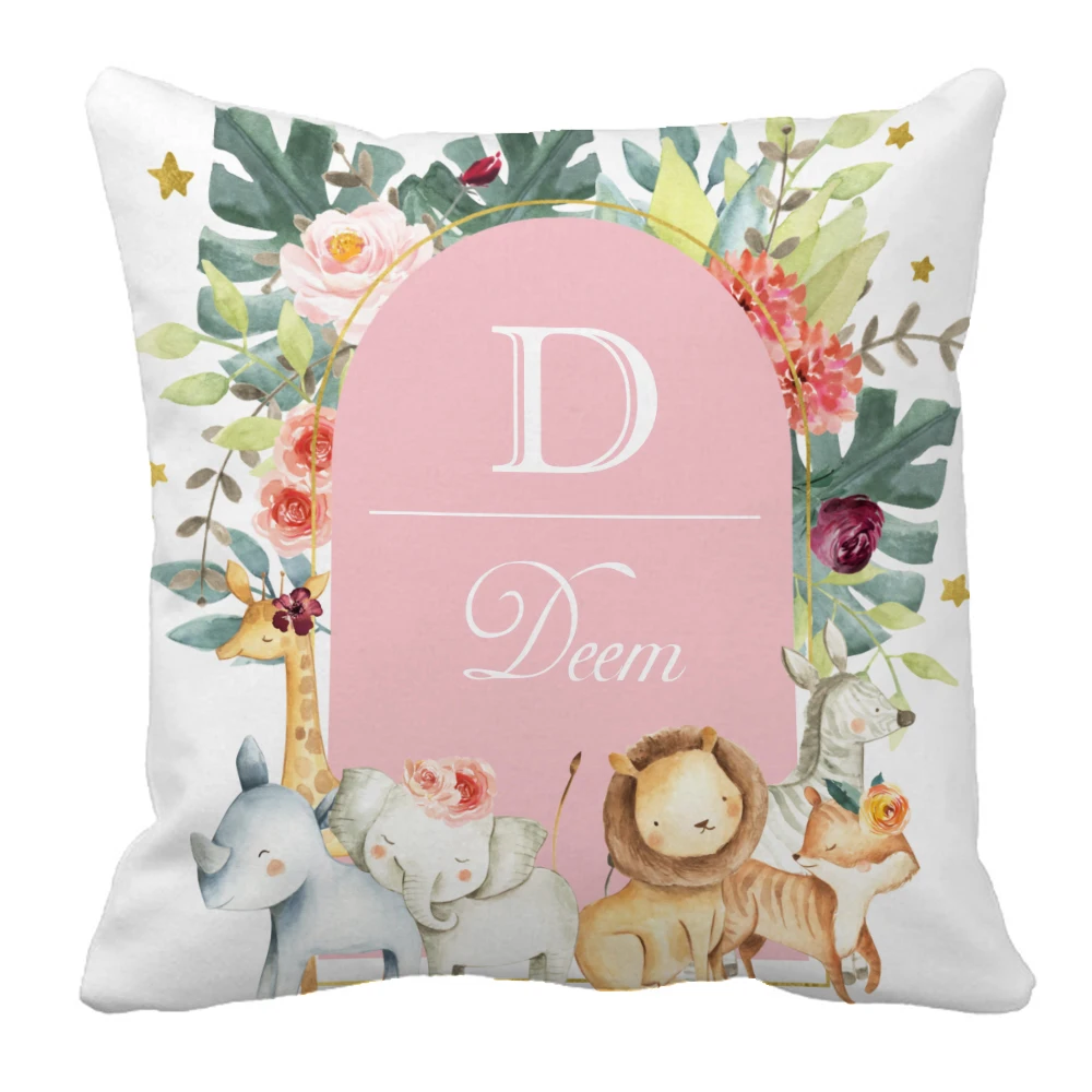 LVYZIHO Juego de cama para bebé con nombre personalizado de animales de la selva para niñas, juego de cama de regalo para niños pequeños, juego de cama para Baby Shower - imagen 4