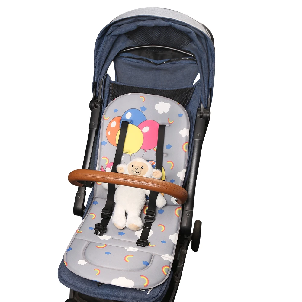 Asiento de cochecito de dibujos animados para todas las estaciones, cojín fino Universal para cochecito, cojín para asiento de silla alta con soporte para respaldo, cojín para cochecito - imagen 3