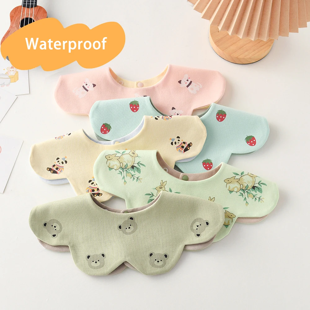 Nuevo babero impermeable de dos caras utilizable para alimentación de bebé, babero para bebés, toalla de Saliva ondulada, paño para eructar de algodón suave para niños recién nacidos, Baberos - imagen 3