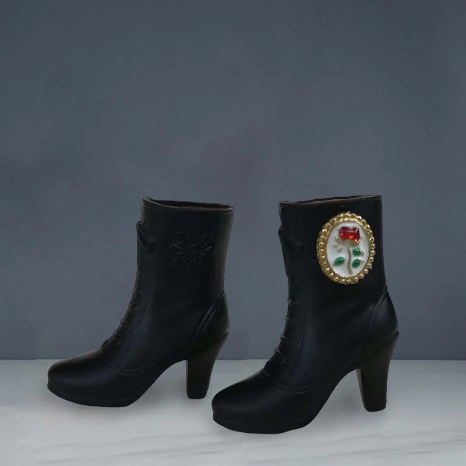 Miniature Boots for 1/6 Scale Dolls, High Heeled Shoes for 12 Inch Action Figures