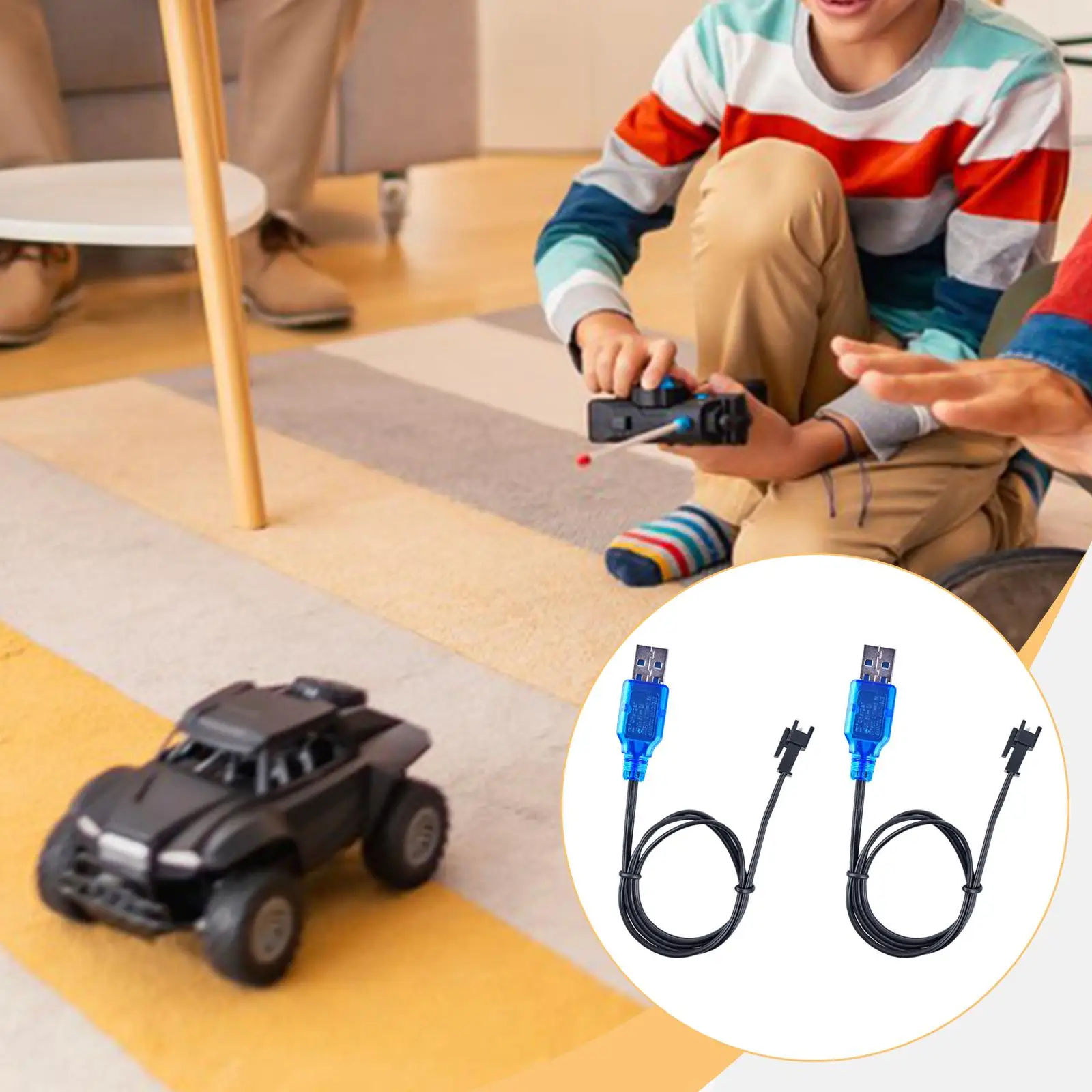 2 uds 3,7 V 400mAh Cables de carga USB 60cm de forma segura para juguetes RC coche barcos barcos - imagen 4