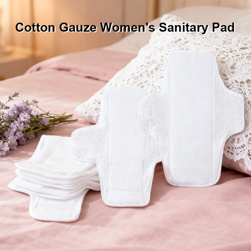 Nueva compresa sanitaria suave y transpirable, gasa de hilo de algodón de doble cara, toalla de higiene de maternidad lavable para períodos y pieles sensibles