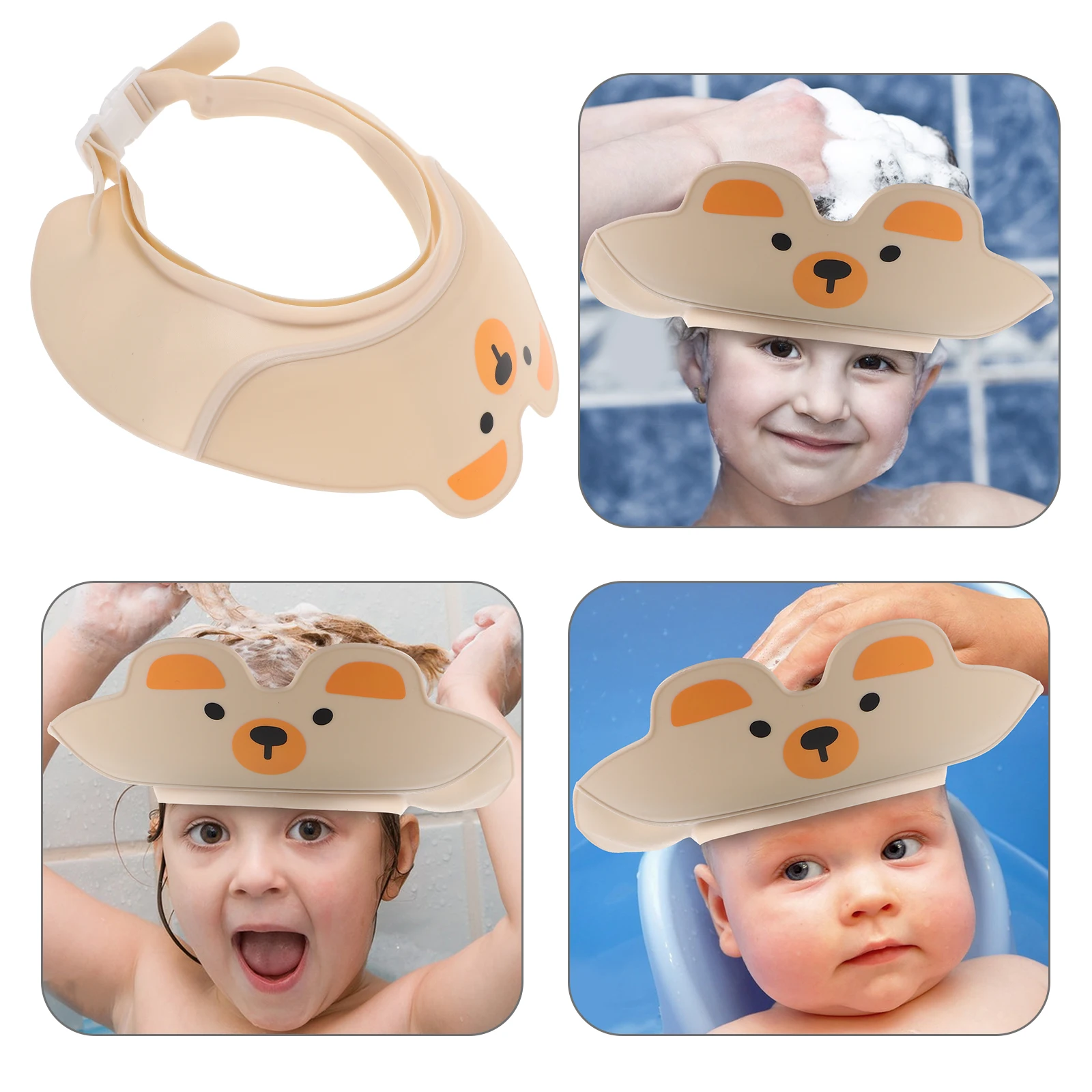 Gorro de ducha impermeable ajustable para bebé, bonito diseño de dibujos animados, protector para lavado de cabello, sombrero, visera de baño para niños pequeños, protección para los oídos