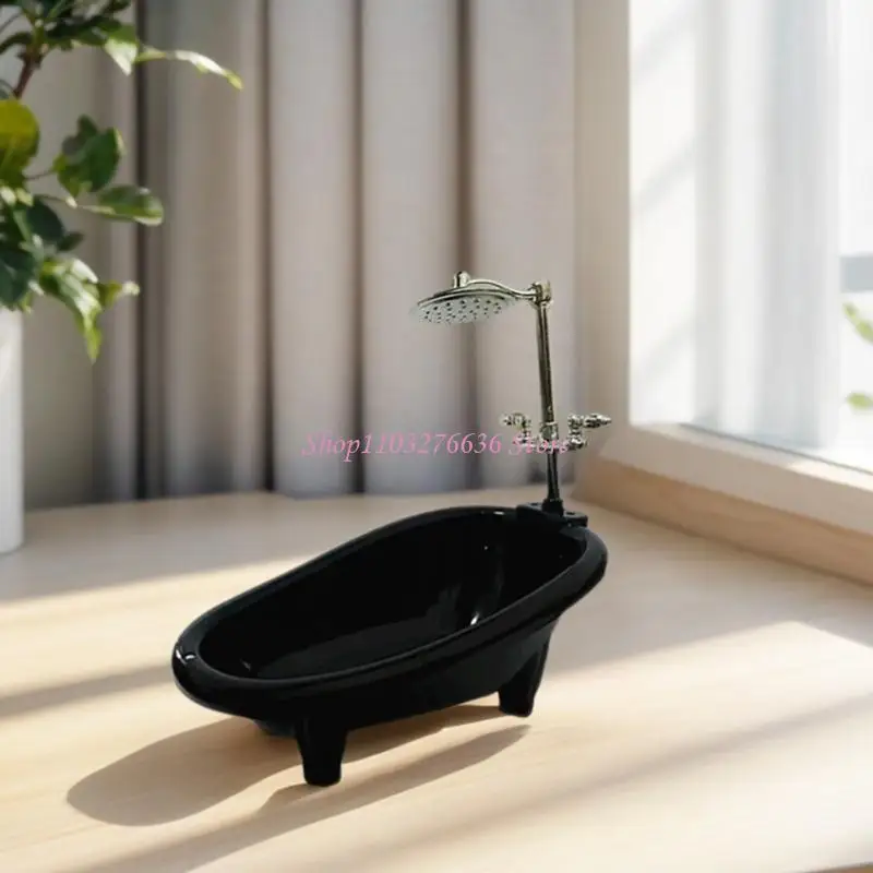 R6FD Bañera en miniatura a escala 1:12 para decoración casas muñecas, perfecta para exhibición modelos y accesorios - imagen 5
