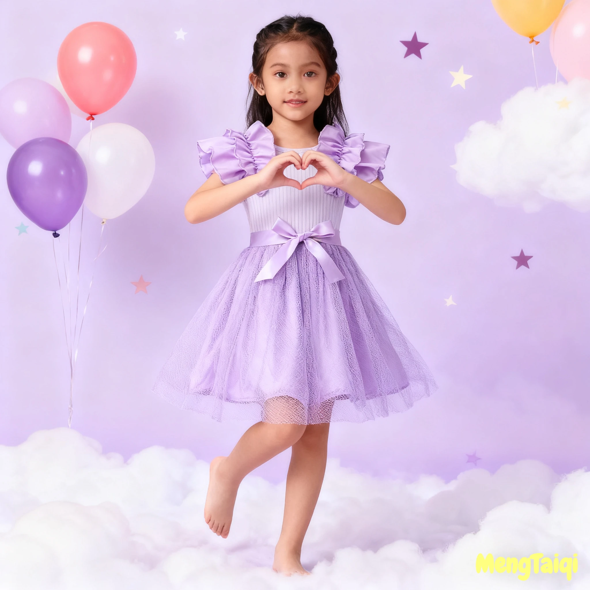 Vestido de malla para niña, vestido de verano de manga corta con cinturón y lazo, vestido de princesa bonito y dulce a la moda para fiesta de cumpleaños, vestido para niños de 3 4 5 6 7 años