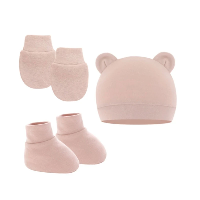 Conjunto de gorro, guantes y calcetines para recién nacido, accesorios de fotografía informales de algodón, sombreros suaves, gorra de noche infantil, otoño - imagen 4