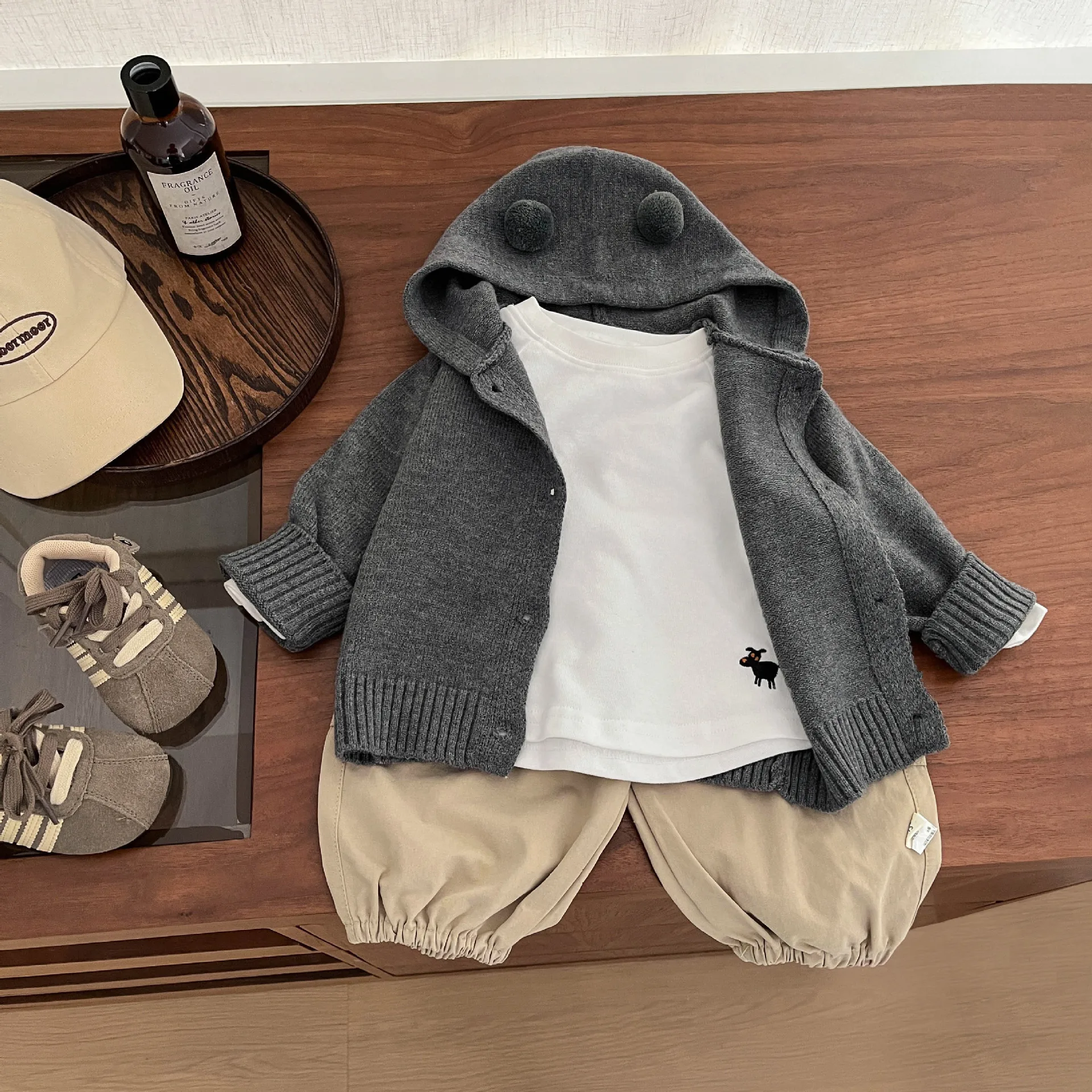 Suéter de otoño para niños, abrigo con capucha de punto que combina con todo para uso diario, moda coreana, para niños y niñas - imagen 2