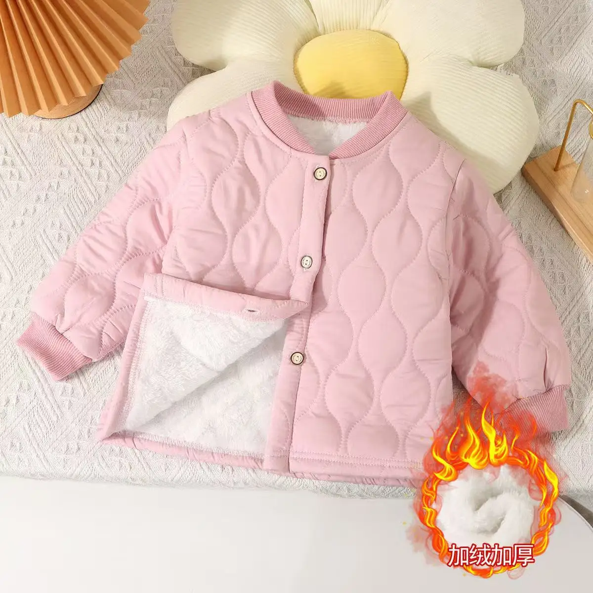 Abrigos acolchados de algodón de invierno para niños, chaquetas gruesas y cálidas de lana con una botonadura, ropa para niños, prendas de vestir exteriores - imagen 2