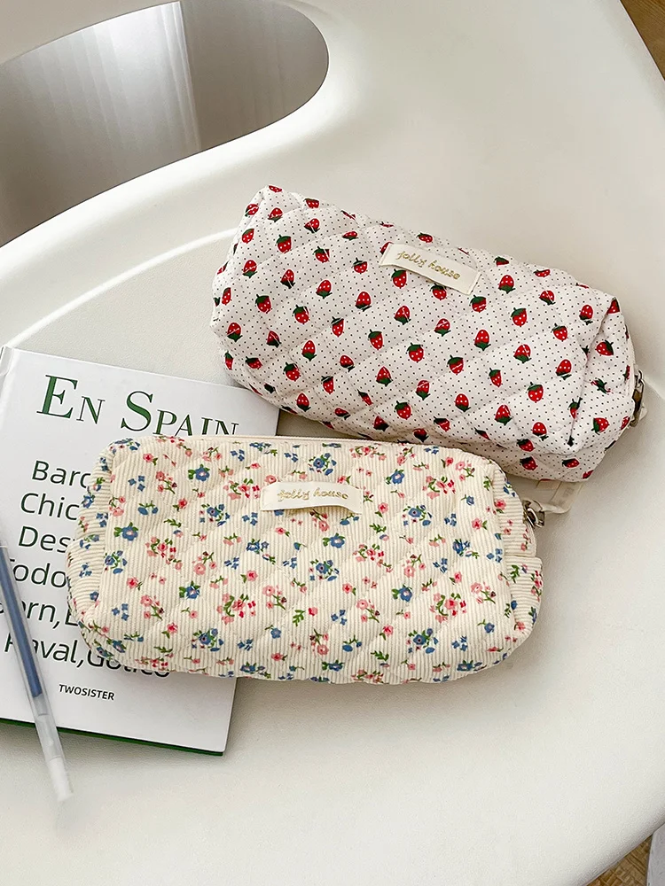 Estuche de lápices de flores Vintage, caja de bolígrafos, bolsa de gran capacidad para estudiantes, suministros escolares, regalo