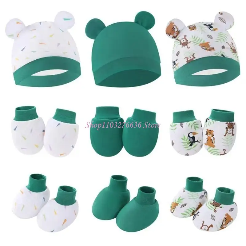 Gorrito, manoplas y calcetines antiarañazos para recién nacido