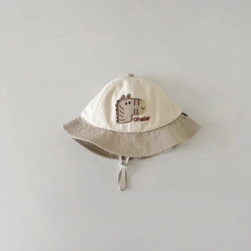 Sombreros de cubo para bebé de dibujos animados, sombrero de pescador con cuerda ajustable a prueba de viento para primavera y otoño, accesorios coreanos para niños y niñas de 8M a 3 años - imagen 4