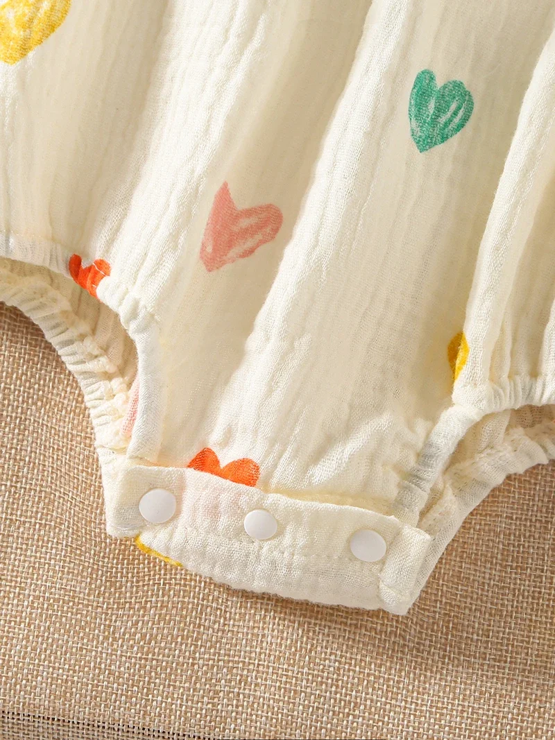MILANCEL-ropa de verano para niñas de 0 a 2 años, mono con tirantes con estampado de corazón y sombrero, sin mangas, de una pieza - imagen 5