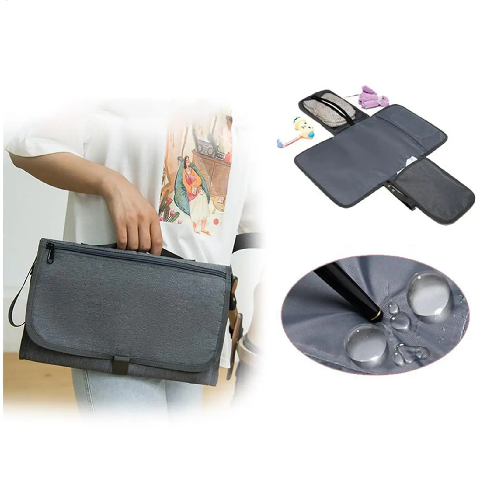 Monedero para pañales impermeable con gancho para cochecito, bolsa para pañales de bebé con cambiador para todos los días, viajes en la playa, viajes cortos, familia - imagen 5