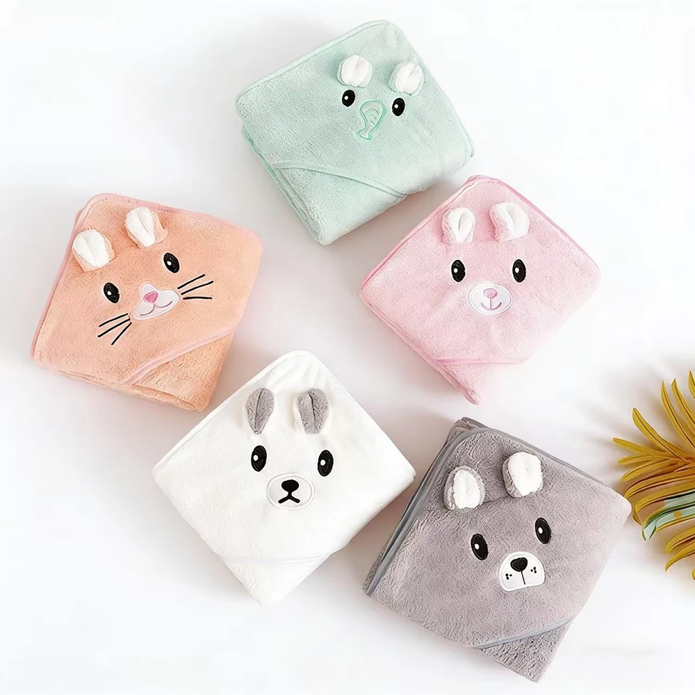 Toalla de baño suave y cálida para bebé, manta de lana de Coral para recién nacido, albornoz con capucha para niño y niña - imagen 5