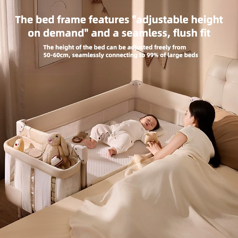 Cuna plegable de bebé ajustable con ruedas silenciosas - imagen 3