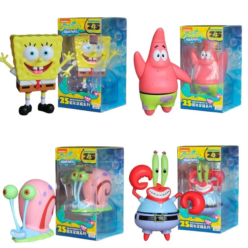 Bob Esponja SuqarePants 25 ° aniversario Crossing Series refrigerador imán juguete figuras de acción adornos colección regalos para niños