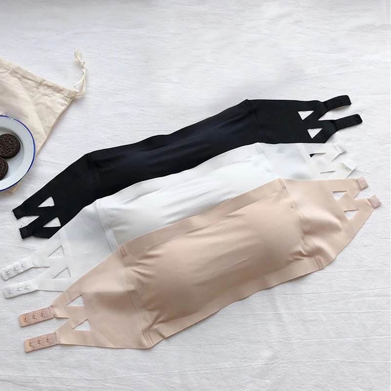 Tops de tubo de una pieza sin costuras para mujer, almohadillas extraíbles, íntimos básicos, negro/blanco/Piel, sujetador sin tirantes, lencería Sexy Bandeau - imagen 3