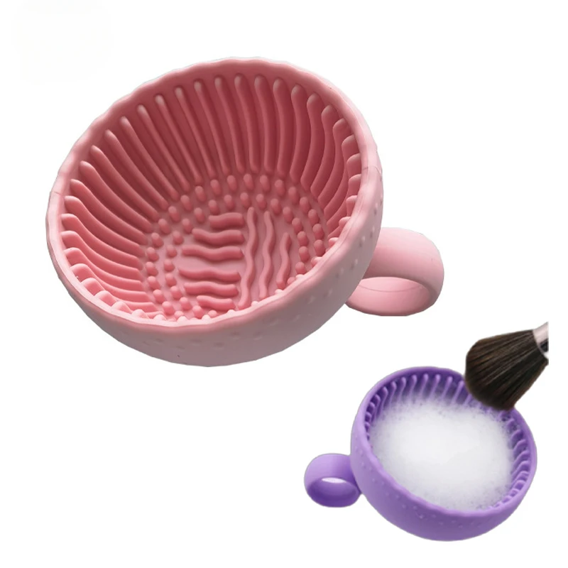 Limpiador para brochas de maquillaje con cuenco plegable en silicona - imagen 2