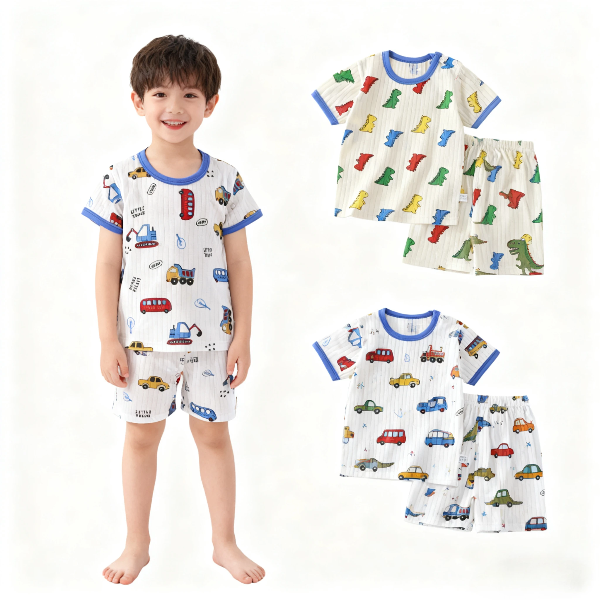 Somenie 2 conjuntos de ropa corta de verano para niñas, camiseta infantil de algodón con flores y pantalones cortos, pijamas de 2 piezas 12M-24M-3Y-5YN -8Y, ropa de casa